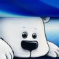 Preview: Samt Chenille Kissenpanel mit vier Eisbären im Nordlicht, Nachtblau